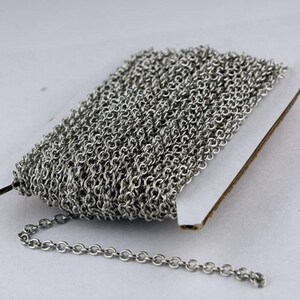 Antique Silver Plated Cable Chain - 3.2x2.8mm Soldered Link 3430S, 10 Feet