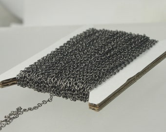 Gunmetal Chain bulk Chain, 32 ft of Round Soldered Chain Cable Chain - 2x2.5mm SOLDERED link - Necklace Wholesale chain - 225S