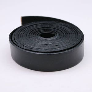 13/16 inch 20mm x 84&quot; Black Genuine Leather Strap - Premium Quality Real Leather - 7 Feet Long - 13/16 Inch / 20mm Flat Strip -Ship from USA