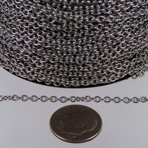 30 feet Stainless Steel Small Cable Chain SOLDERED Small Cable Chain - 3x2.2mm SOLDERED - Bulk Chain Necklace Wholesale DIY Jewelry Chain