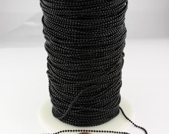 Black facet BALL Chain - 10ft. spool of Bulk Ball chain Necklace Bracelet Wholesale - 1.5mm w/ FREE 10 connectors (Insert)