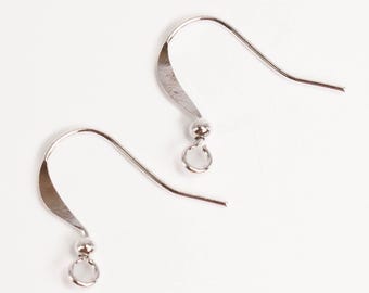 Sterling Silver Plated Fish Hook Earwires: Brass Ball, 22 Gauge 100pcs - Wholesale Bulk Lot