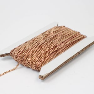 Raw Copper Curb Chain: 2.3mm Soldered Link Diamond Cut, Spool 10 feet