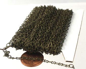 Antique Brass Finish Figure 8 Chain: Soldered Link Connector Links 100 feet - Bulk Spool