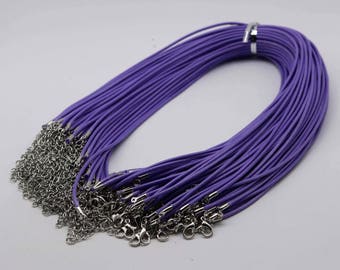 NEW 50 pcs 2.0mm 18-20 inch Adjustable compressed cotton quality necklace cord - Purple