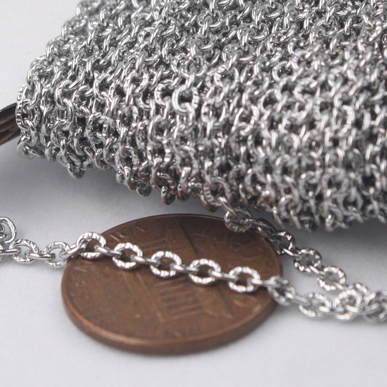 Stainless Steel chain bulk 30 ft of Stainless Steel Textured Etsy