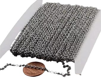 Cadena de cable de acero inoxidable - 2 x 2,5 mm (1,95 mm de ancho) Eslabones soldados Pequeños y delicados - ST225S 10 pies
