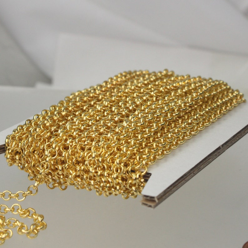 Gold Plated Rolo Chain Bulk 32 Ft Spool of ROLO Cable Chain Etsy