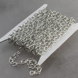 Chunky Fashion Chain 100 ft of Antiqued Silver Big Heavy Chunky Cable chain - 7.8x6.3mm 1.2mm unsoldered links - 7863CA