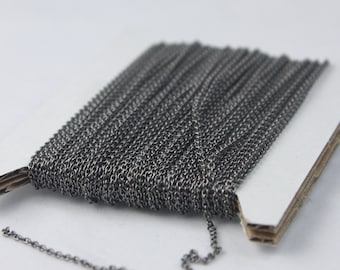 Gunmetal Chain Bulk Chain, 100 ft of Tiny Round SOLDERED Chain Cable Chain 1.6x1.4mm - Free Jump Rings 200pcs Dainty Delicate - 1614S