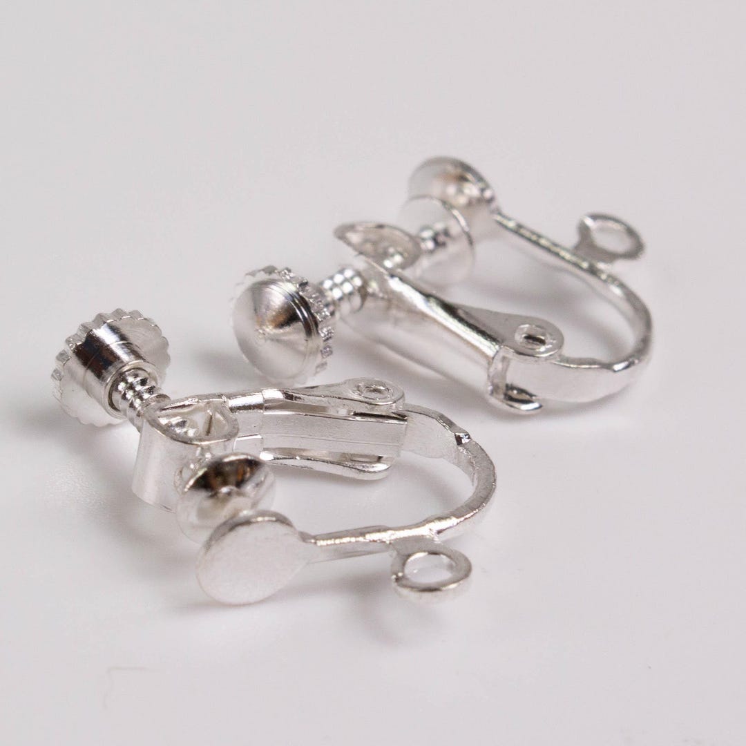 Ear Pin Clips Screw Back Earring Clips - Sterling Silver Plated - 18x14mm 10 Pcs ...