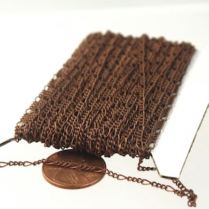 Antique Copper Plated Finish Figaro Chain: Bulk, 1.8mm Soldered Link 100 feet