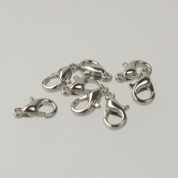 Rhodium Plated Alloy Zinc lobster claw clasp 10x5mm - LOB10 30 pcs - Bulk Pack