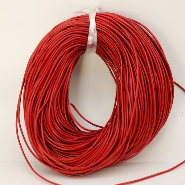 5 feet Red Leather Cord - 2mm Genuine Leather Round Cord - USA Seller