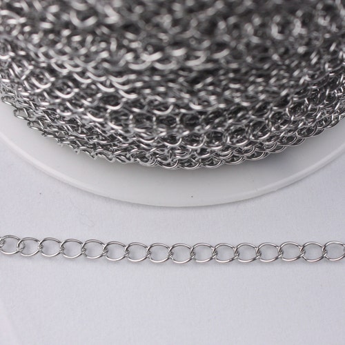 Platinum 5 Feet Silver Plated Steel Curb Chain – Fine 2.5x4mm Links – Bulk Chain By Foot