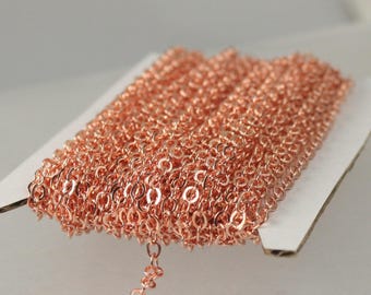 Bright Copper Plated Flat Soldered Link Cable Chain 3.4x2.9mm - 3429F - BC 32 feet - Bulk Spool