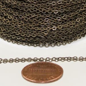 32 ft Antique Brass Chain - 2.4x1.7mm SOLDER Chain - Antique Bronze little Oval Flat Soldered Cable Chain - Bulk Wholesale Chain - 2417F