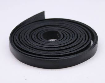 3/8 inch 10mm x 84" Black Genuine Leather Strap - Premium Quality Real Leather - 7 Feet Long - 3/8 Inch / 10mm Flat Strip -Ship USA