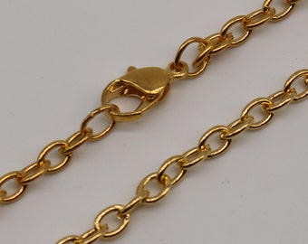 5 pcs of Ready to wear Chunky Cable Chain Necklace 60cm (about 24inch)- Gold Plated 5x3.5mm 0.9mm Chain Necklace w/ Lobster Clasp