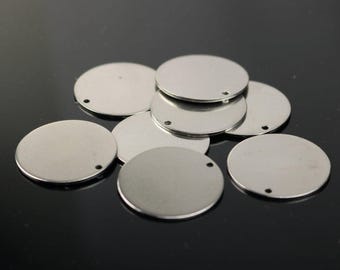 Placas de estampación de acero inoxidable: Etiquetas metálicas redondas de 1" (10 unidades) - Paquete a granel