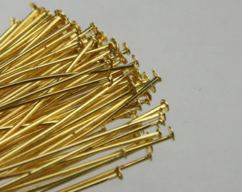 Bulk Package 300 pcs of Gold plated on Flat headpin - 2 inch 24Gauge