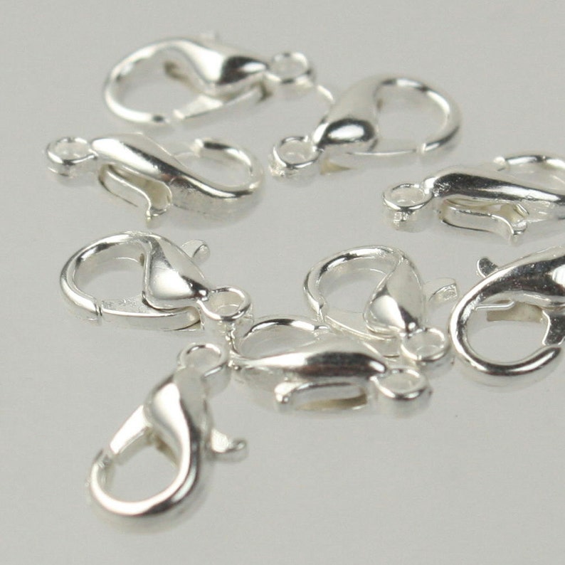 30 pcs of Silver Plated Alloy Zinc lobster claw clasp 10x5mm LOB10 image 1