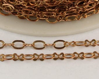 Raw Brass Soldered Link Figure 8 Chain: 3.9x2.7mm Links 10 feet