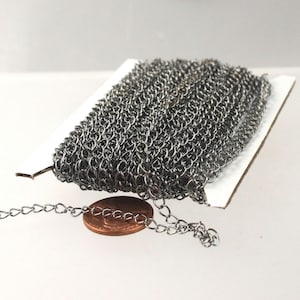 Gunmetal Plated Curb Chain: 4x3mm Extender Soldered Link 100 feet - Bulk Spool - 43EXT