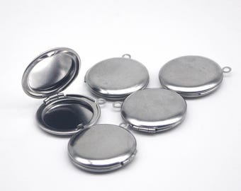 Stainless Steel Round Locket Pendant Charm (27x31mm)