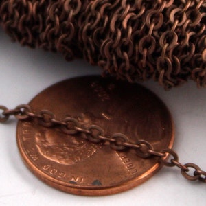 Antique Copper Flat Chain Bulk, 100 feet Flat Cable Chain - 3x1.7mm SOLDERED - Necklace Bracelet DIY Wholesale Bulk 317F