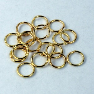 8mm Jump Rings, 100 Gold Plated Jump Rings Jumprings Open 8x1.2mm 16 Gauge 16G Link Connector Open Jump Rings - 12x8mm
