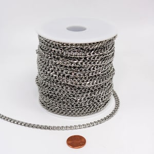 30 ft of Surgical Stainless Steel Miami Cuban Curb Sturdy BIG Curb chain - 4.5mm width 16G Wire - ST45MCU
