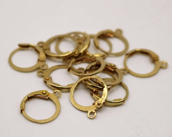 30 raw BRASS ROUND Leverback Earrings earwire - 12x9mm Brass Earring Lever Back - ELR9