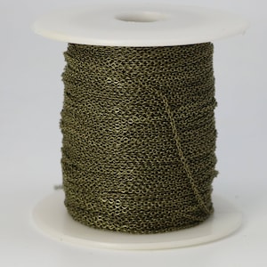 300 feet Antique Brass Micro Flat Chain - 1.5x1.2mm SOLDER Chain - little Oval Small Flat Soldered Cable - Ship from California USA - 1512F