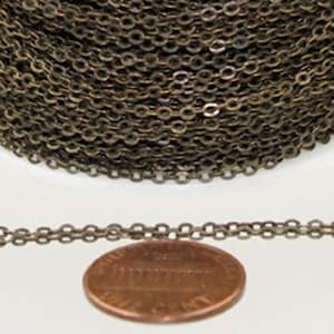 12 ft Antique Bronze Chain - 2.4x1.7mm SOLDER Chain - Antique Brass little Oval Flat Soldered Cable Chain - Bulk Wholesale Chain - C2417SF