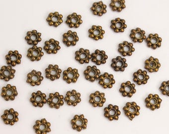 Antique Brass Finished Daisy Flower Spacer Beads - 5mm 300 pcs - Wholesale Bulk Lot