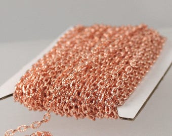 Copper Plated Cable Chain: Bulk Textured Iron Chain (4X3mm) 32 feet
