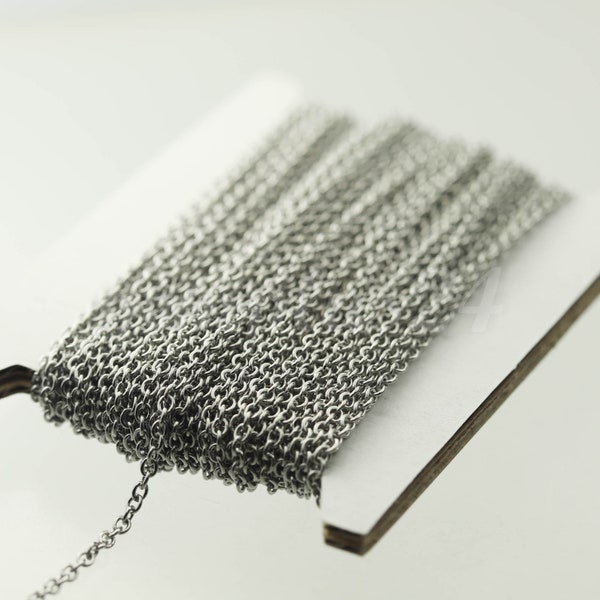 32 feet Stainless Steel Small Dainty Cable Chain SOLDERED -  2x2.5mm 1.95mm width  SOLDERED - ST225S