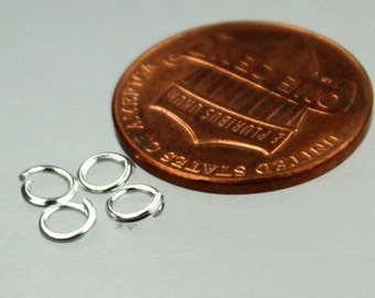 4mm Jump Rings, 500 pcs of Sterling Silver Plated Jump Rings / Jumprings - 4mm 22 gauge 0.6mm Link Connector Open Jump - 6x4mm