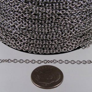 10 feet Stainless Steel Small Cable Chain SOLDERED Small Cable Chain - 3x2.2mm SOLDERED - Bulk Chain Necklace Wholesale DIY Jewelry Chain