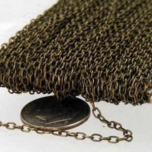 50 ft spool of Antique Brass Finished Round cable chain - 3x2.2mm 0.6mm - unsoldered link - 322CA