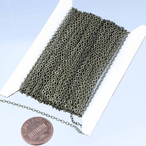 Antique Bronze Flat Chain, Bulk, 10 feet Antique Brass Flat Cable Chain - 3x1.7mm SOLDERED - Necklace Bracelet DIY Wholesale Bulk 317F