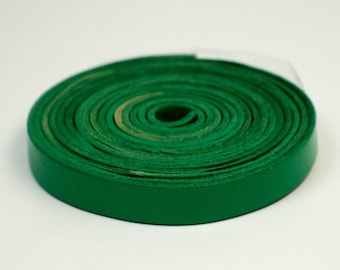 Pine Green Genuine Leather Strap: 3/8 Inch Flat Strip 1 feet