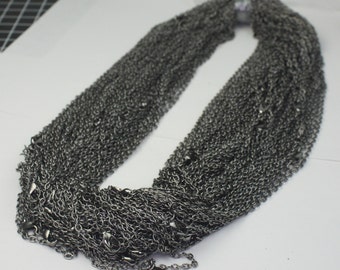 Wholesale Lot Sale 50 pcs of Ready to wear Gunmetal Cable Chain Necklace with Lobster Clasp - 24inch(60cm) - NEC07S-24
