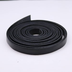 Black Genuine Leather Strap: 3/8 inch x 84 inch Flat Strip 7 feet
