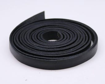 Correa de cuero genuino negro: tira plana de 3/8 pulgadas x 84 pulgadas y 7 pies