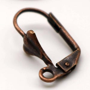 Antique Copper Plated Finish Shell Leverback Earring Wires: Brass Earring Findings (19x14mm) 50 pcs - Bulk Pack