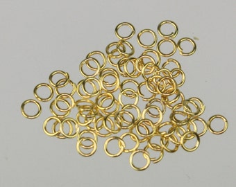 3mm Jump Rings, 200 Gold Plated Jump Rings Jumprings Open 3x0.5mm 24 Gauge 24G Link Connector Open Jump Rings - 5x3mm