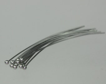 20 Stainless Steel Ball Headpins Head Pins - 2 inch 22 Gauge 22G (5cm) - Ship from California USA