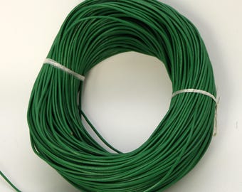 Cordon en cuir vert : cuir véritable rond de 2 mm, 5 pieds
